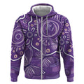 Australia Lupus Awareness Indigenous Zip Hoodie Purple Ribbon Aboriginal Butterflies