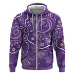 Australia Lupus Awareness Indigenous Zip Hoodie Purple Ribbon Aboriginal Butterflies