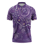 Australia Lupus Awareness Indigenous Zipper Polo Shirt Purple Ribbon Aboriginal Butterflies