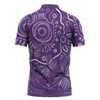 Australia Lupus Awareness Indigenous Zipper Polo Shirt Purple Ribbon Aboriginal Butterflies