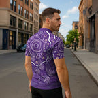 Australia Lupus Awareness Indigenous Zipper Polo Shirt Purple Ribbon Aboriginal Butterflies