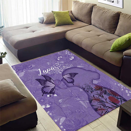 Lupus Cannot Stop Me Australia Floral Area Rug Purple Ribbon