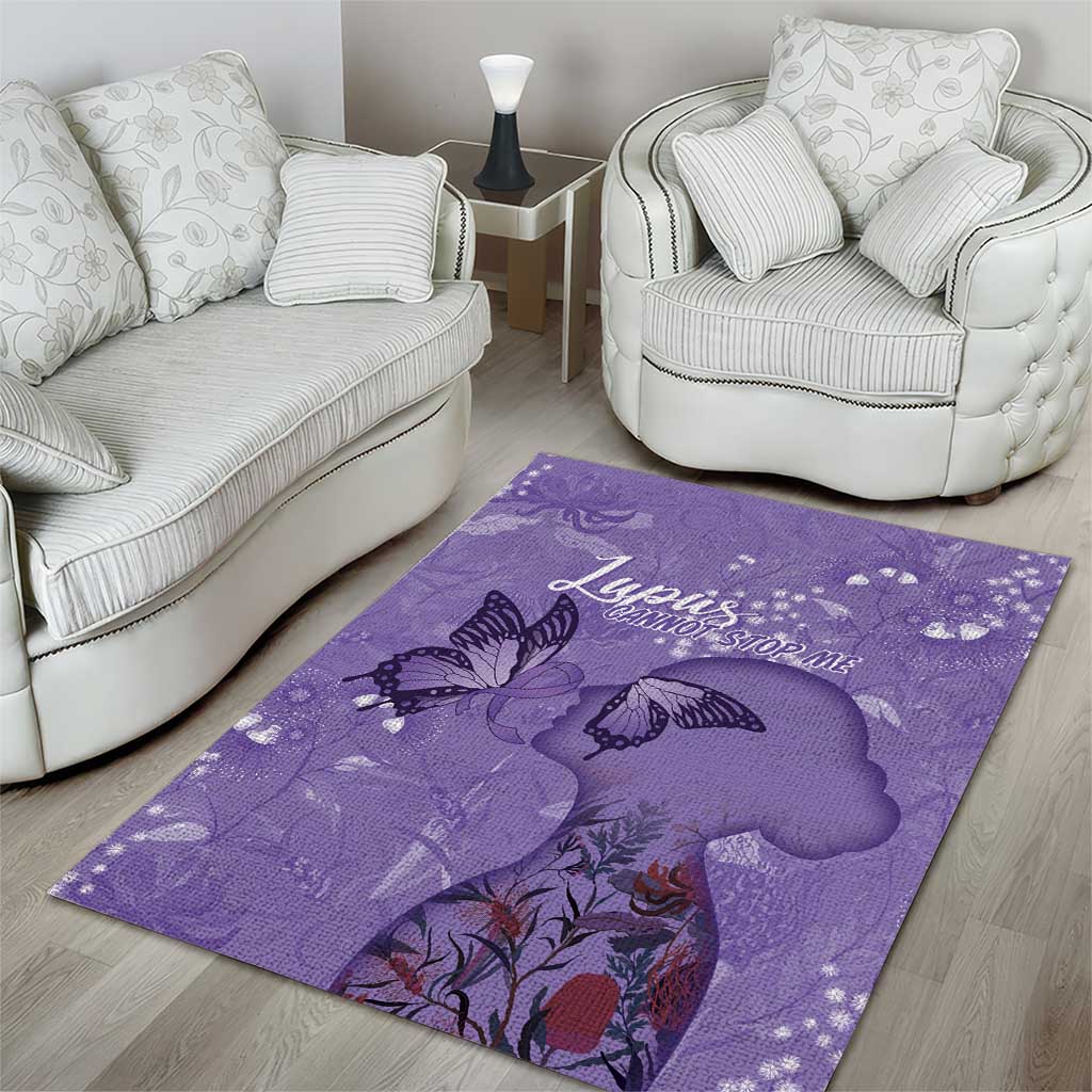 Lupus Cannot Stop Me Australia Floral Area Rug Purple Ribbon