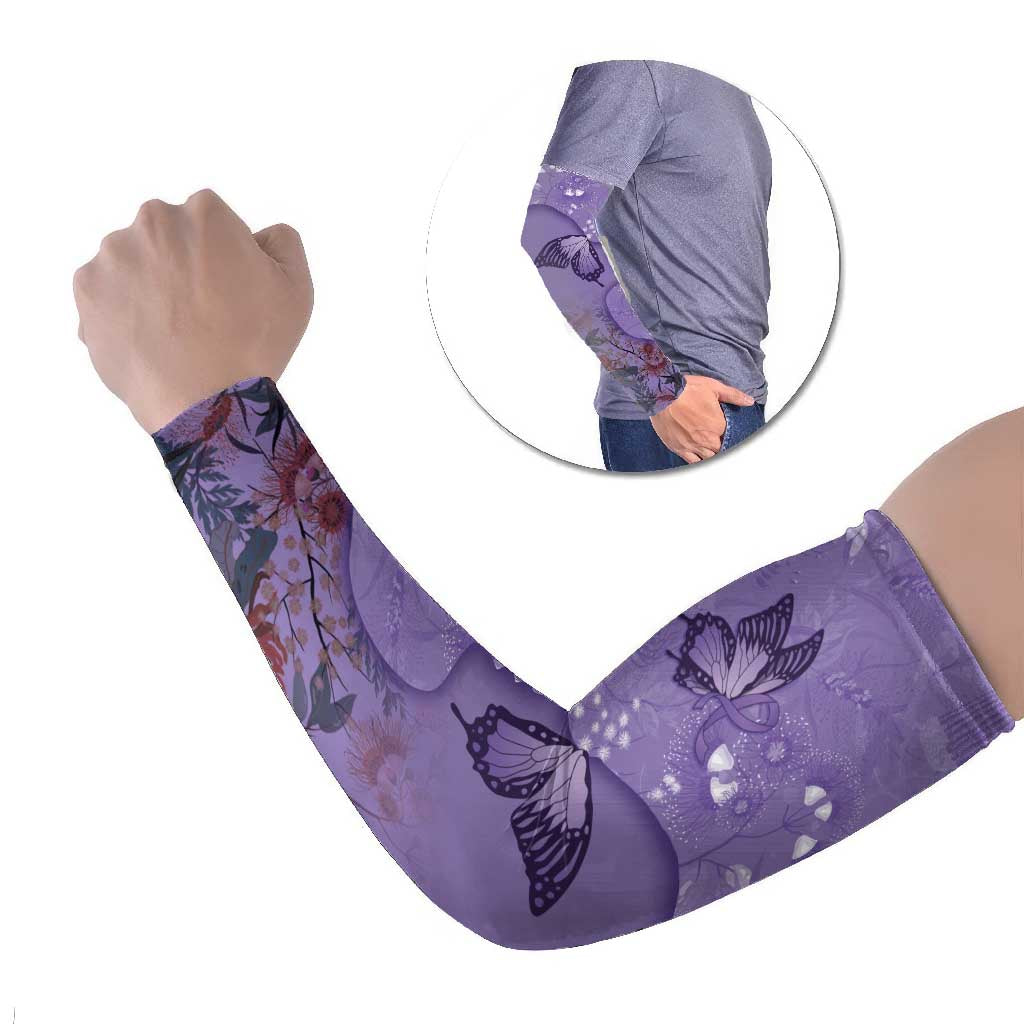 Lupus Cannot Stop Me Australia Floral Arm Sleeves Purple Ribbon