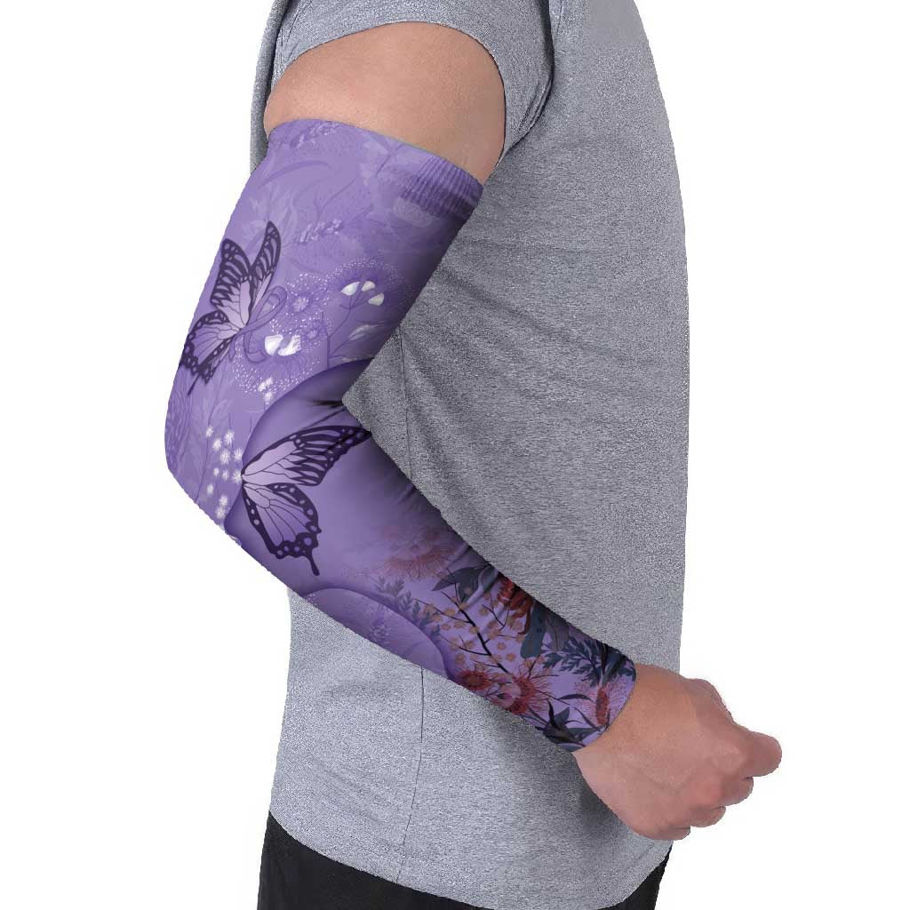 Lupus Cannot Stop Me Australia Floral Arm Sleeves Purple Ribbon
