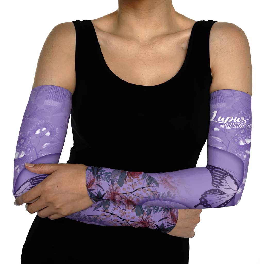 Lupus Cannot Stop Me Australia Floral Arm Sleeves Purple Ribbon
