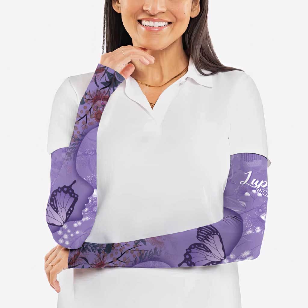 Lupus Cannot Stop Me Australia Floral Arm Sleeves Purple Ribbon