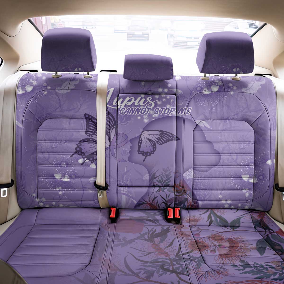 Lupus Cannot Stop Me Australia Floral Back Car Seat Cover Purple Ribbon