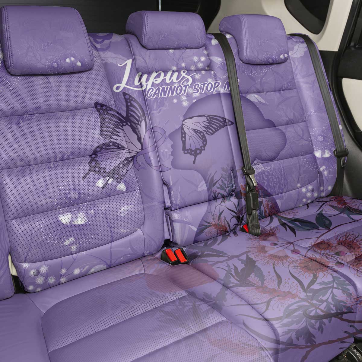 Lupus Cannot Stop Me Australia Floral Back Car Seat Cover Purple Ribbon
