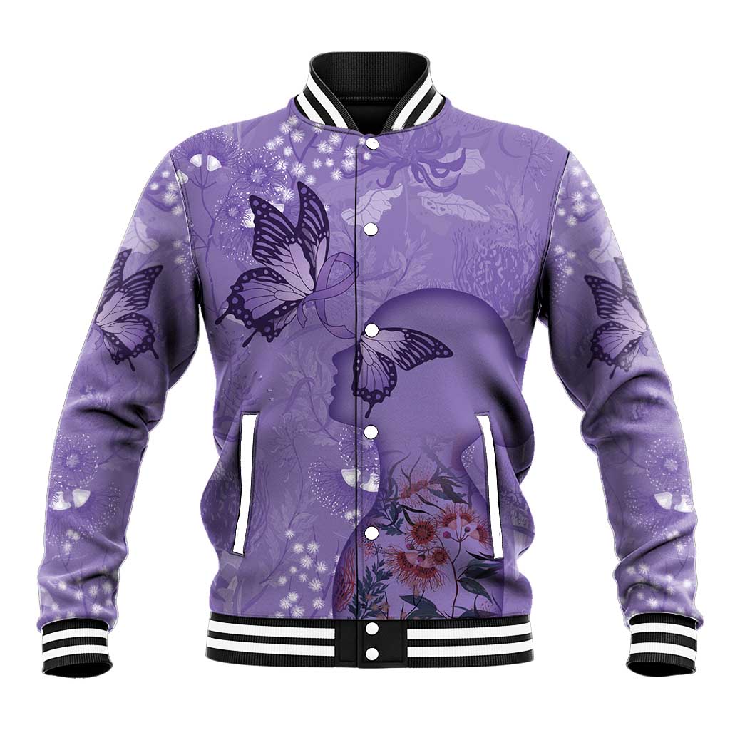 Lupus Cannot Stop Me Australia Floral Baseball Jacket Purple Ribbon