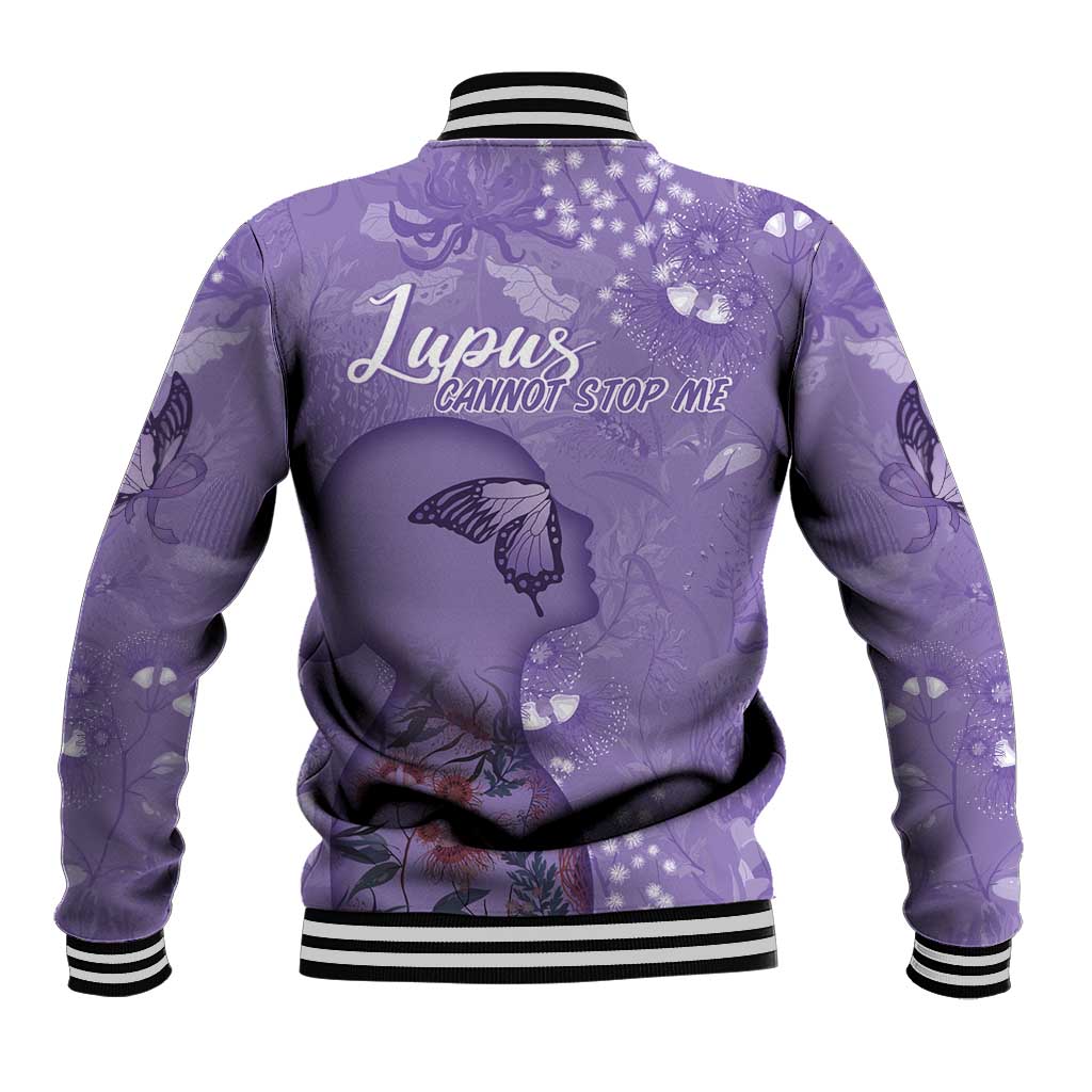 Lupus Cannot Stop Me Australia Floral Baseball Jacket Purple Ribbon