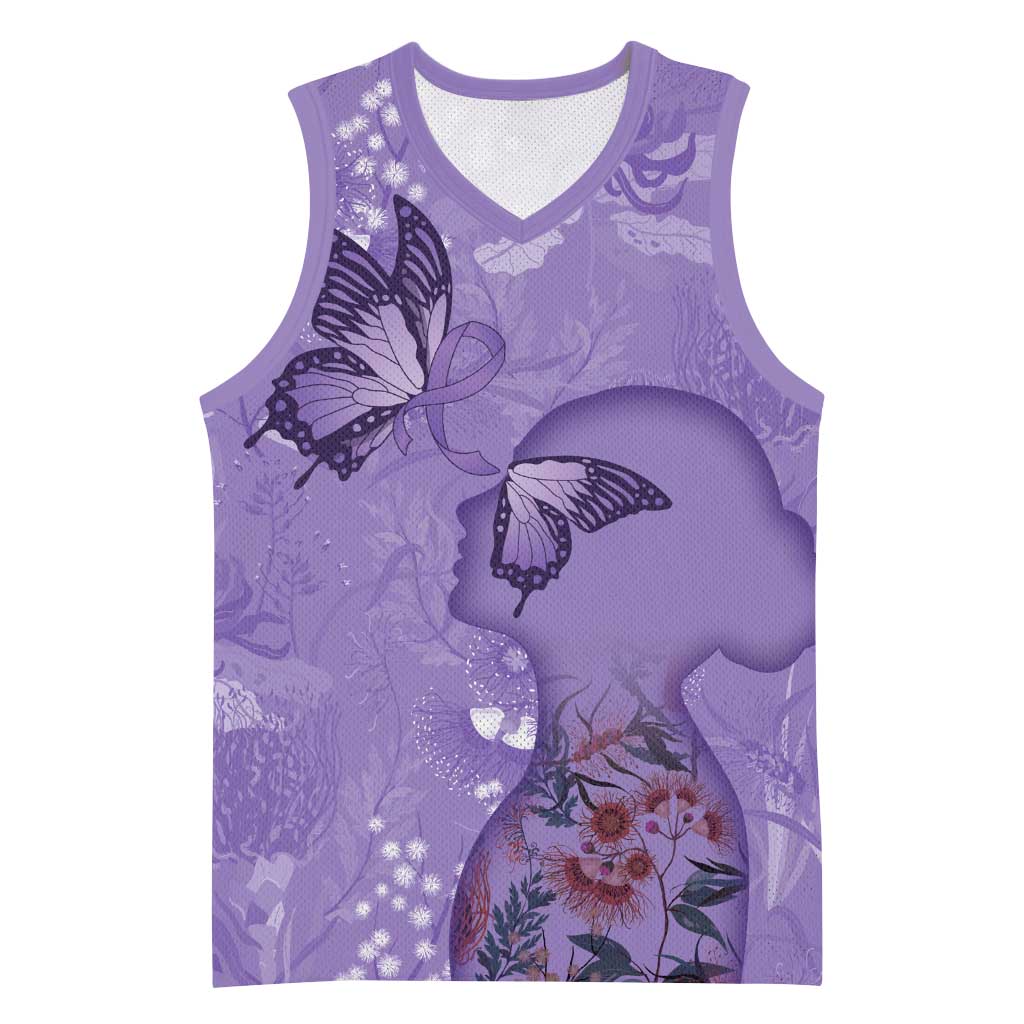 Lupus Cannot Stop Me Australia Floral Basketball Jersey Purple Ribbon