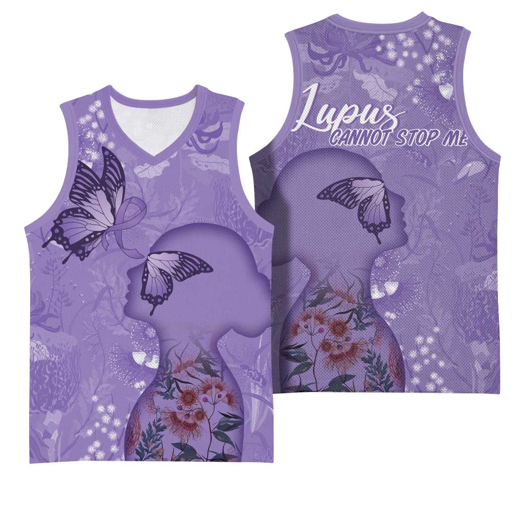 Lupus Cannot Stop Me Australia Floral Basketball Jersey Purple Ribbon