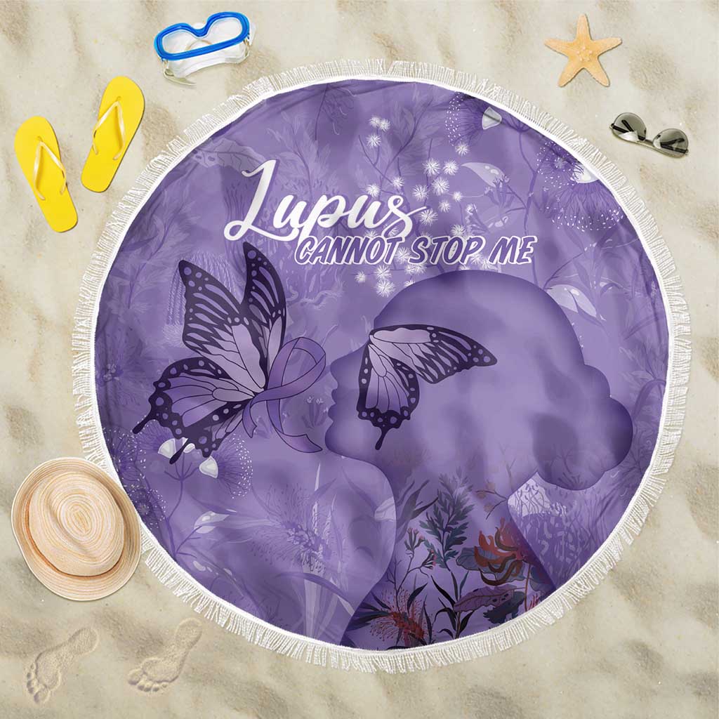 Lupus Cannot Stop Me Australia Floral Beach Blanket Purple Ribbon
