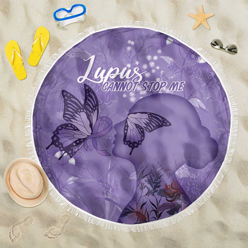 Lupus Cannot Stop Me Australia Floral Beach Blanket Purple Ribbon
