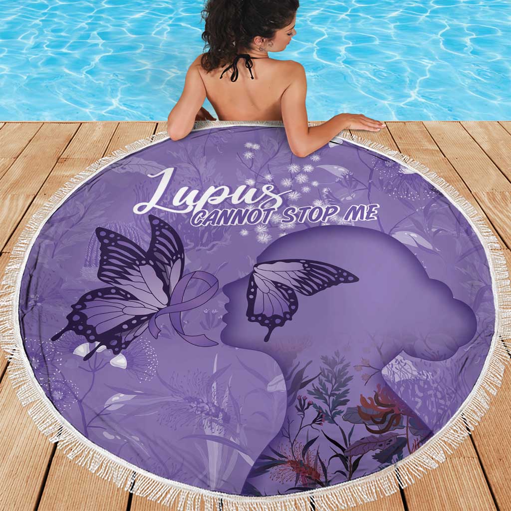 Lupus Cannot Stop Me Australia Floral Beach Blanket Purple Ribbon