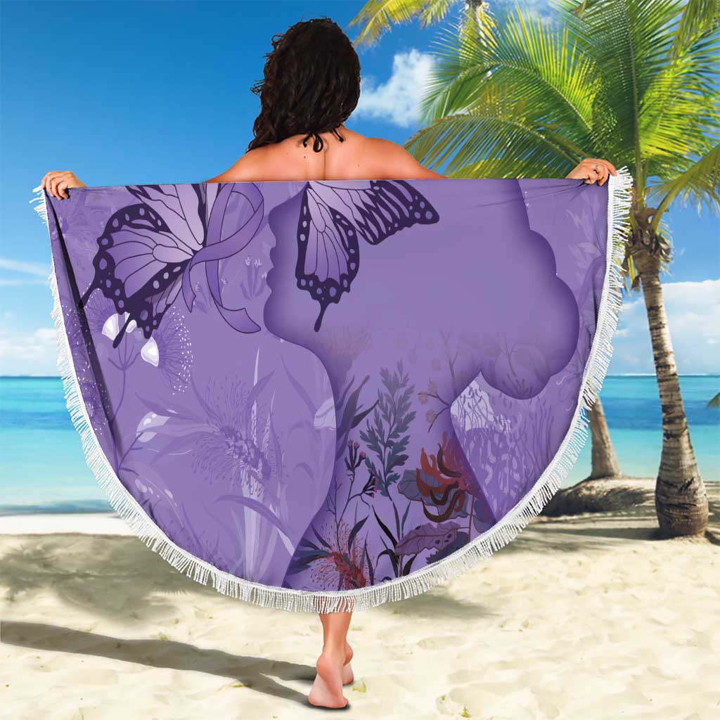 Lupus Cannot Stop Me Australia Floral Beach Blanket Purple Ribbon