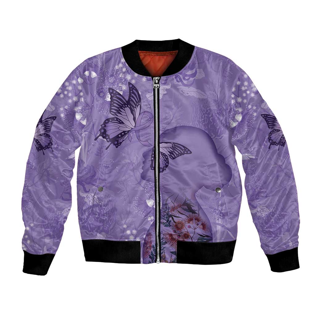 Lupus Cannot Stop Me Australia Floral Bomber Jacket Purple Ribbon