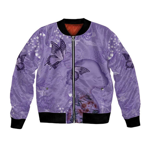 Lupus Cannot Stop Me Australia Floral Bomber Jacket Purple Ribbon