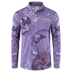 Lupus Cannot Stop Me Australia Floral Button Sweatshirt Purple Ribbon