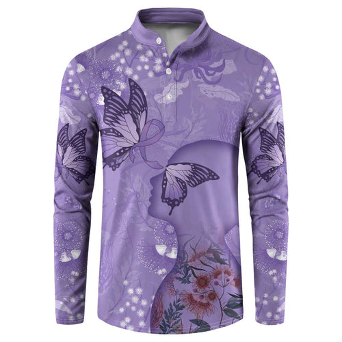 Lupus Cannot Stop Me Australia Floral Button Sweatshirt Purple Ribbon