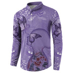 Lupus Cannot Stop Me Australia Floral Button Sweatshirt Purple Ribbon
