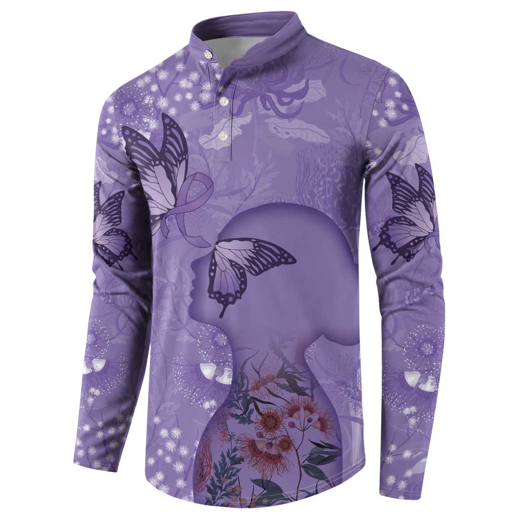 Lupus Cannot Stop Me Australia Floral Button Sweatshirt Purple Ribbon