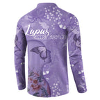 Lupus Cannot Stop Me Australia Floral Button Sweatshirt Purple Ribbon