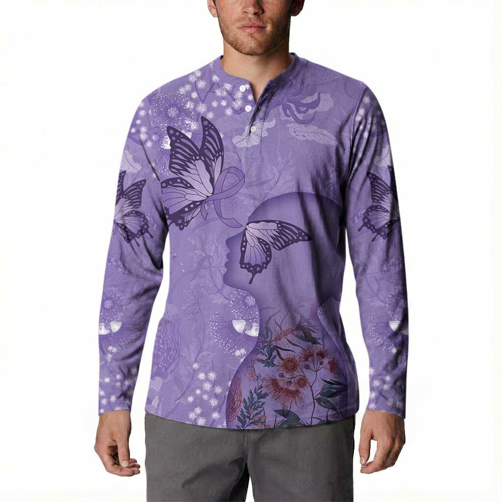 Lupus Cannot Stop Me Australia Floral Button Sweatshirt Purple Ribbon