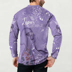 Lupus Cannot Stop Me Australia Floral Button Sweatshirt Purple Ribbon