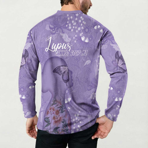 Lupus Cannot Stop Me Australia Floral Button Sweatshirt Purple Ribbon