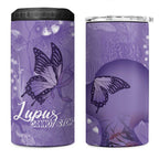 Lupus Cannot Stop Me Australia Floral 4 in 1 Can Cooler Tumbler Purple Ribbon