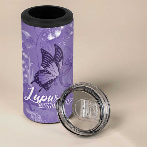 Lupus Cannot Stop Me Australia Floral 4 in 1 Can Cooler Tumbler Purple Ribbon