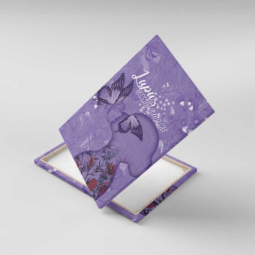 Lupus Cannot Stop Me Australia Floral Canvas Wall Art Purple Ribbon