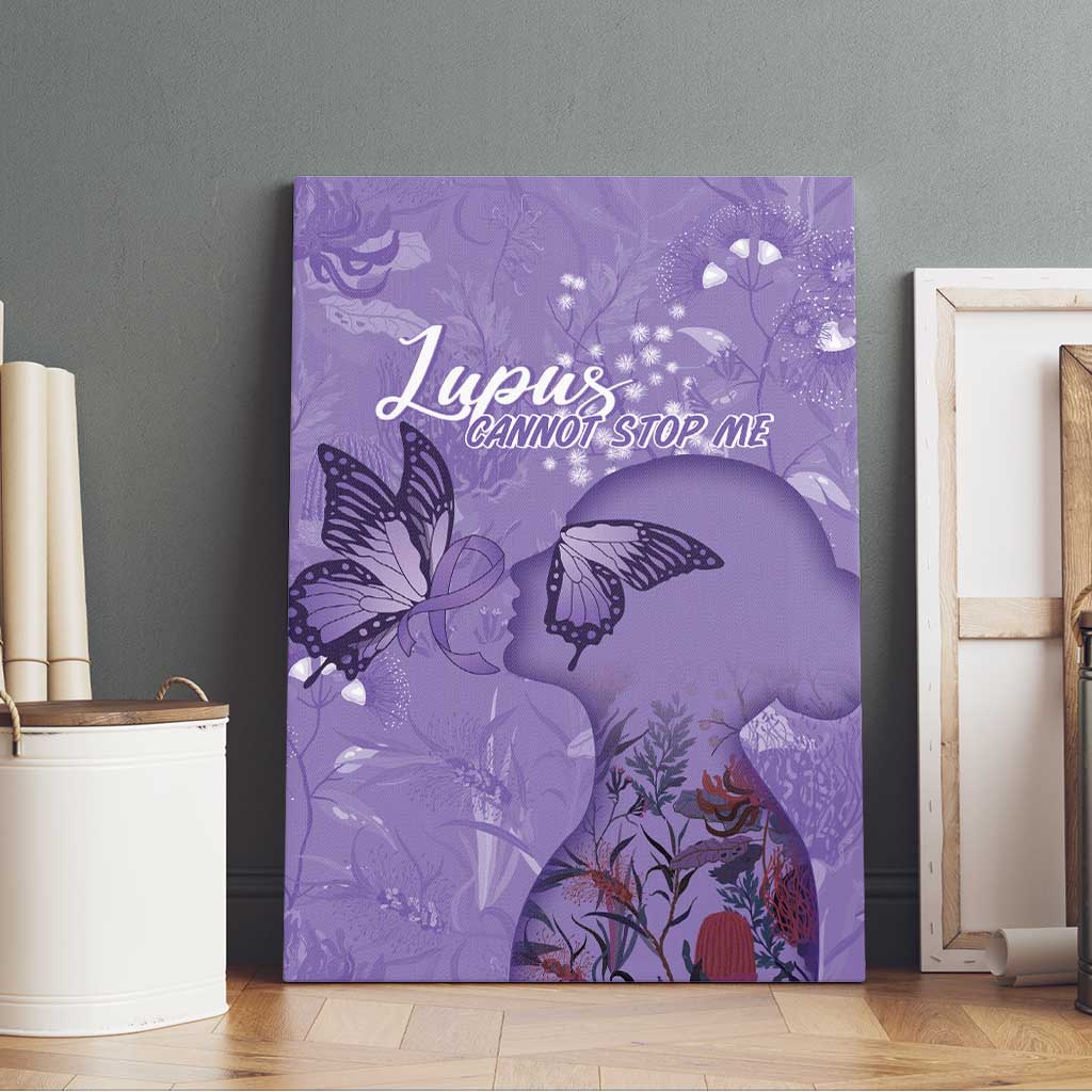 Lupus Cannot Stop Me Australia Floral Canvas Wall Art Purple Ribbon