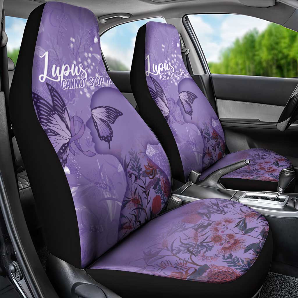Lupus Cannot Stop Me Australia Floral Car Seat Cover Purple Ribbon