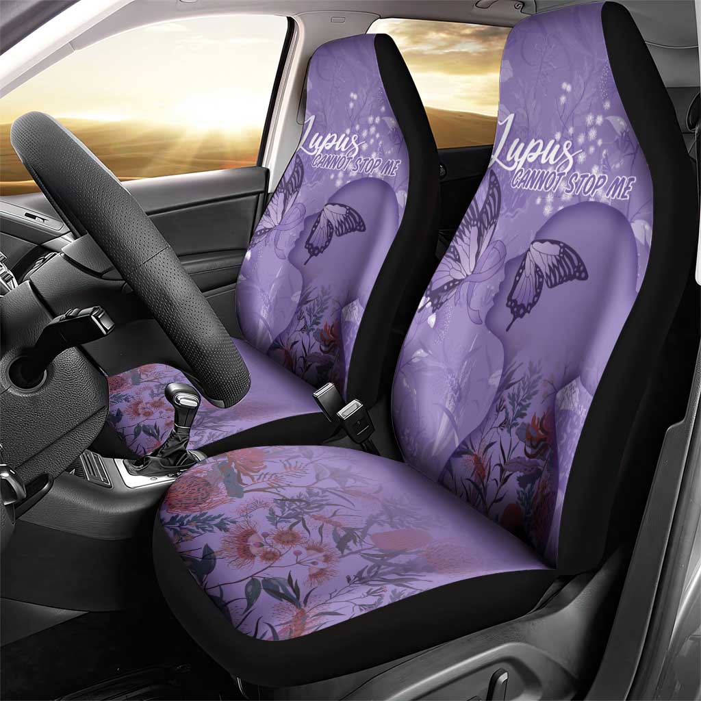 Lupus Cannot Stop Me Australia Floral Car Seat Cover Purple Ribbon