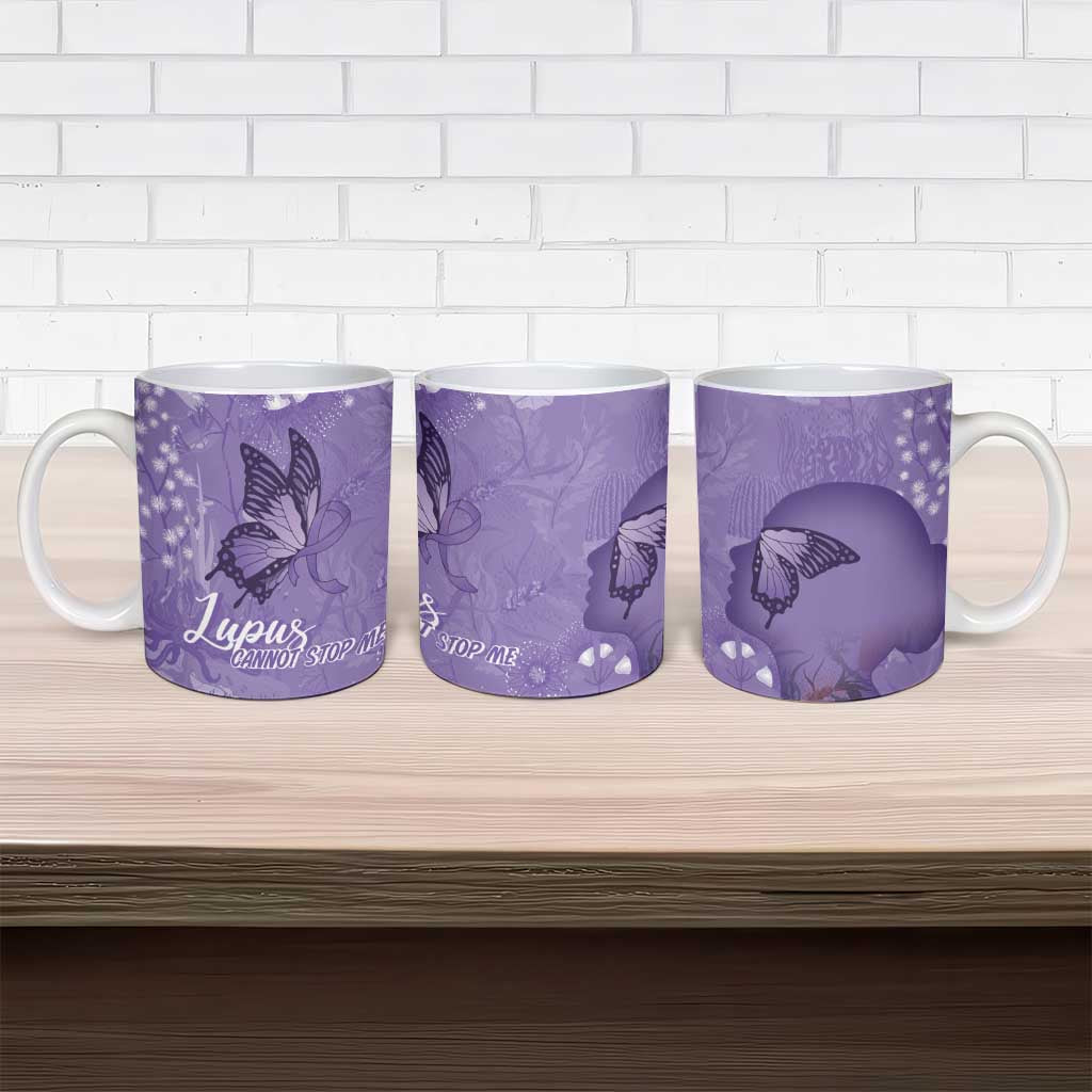 Lupus Cannot Stop Me Australia Floral Ceramic Mug Purple Ribbon