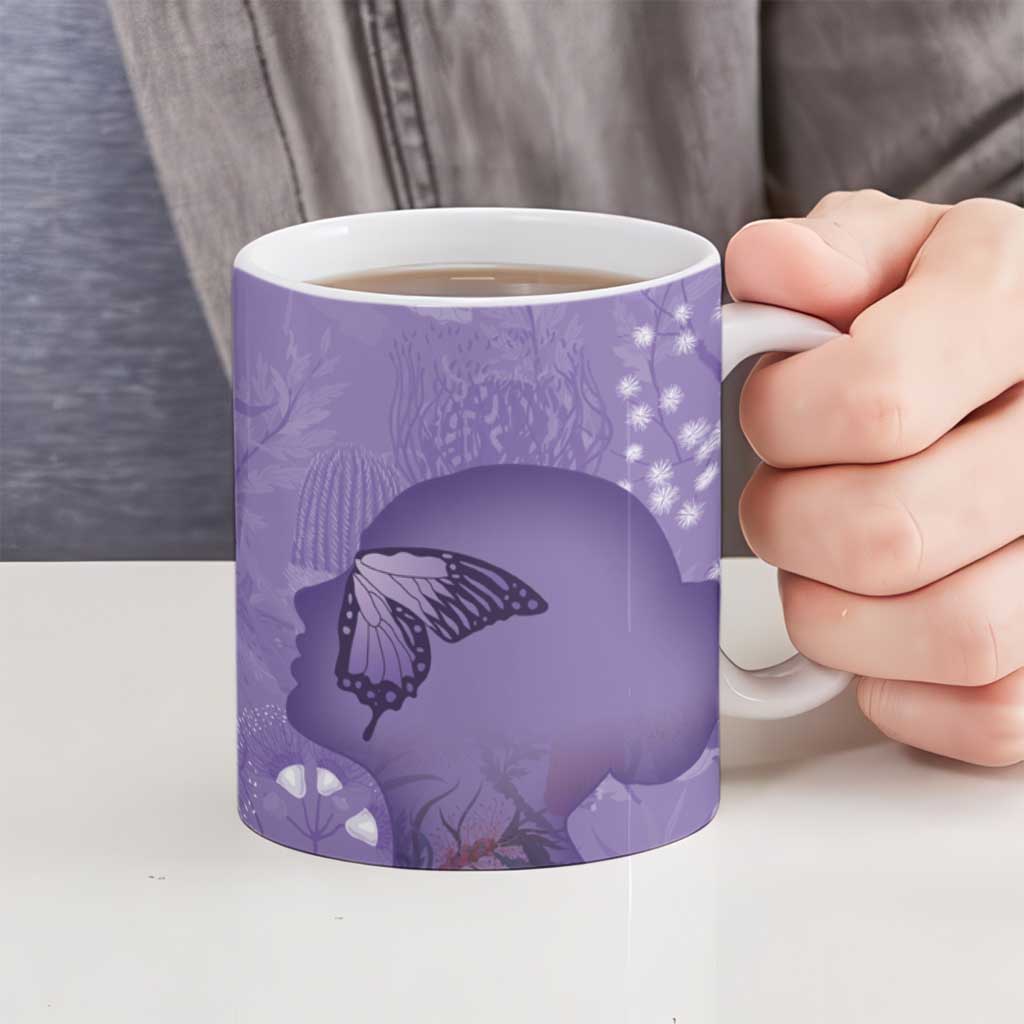 Lupus Cannot Stop Me Australia Floral Ceramic Mug Purple Ribbon