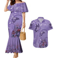 Lupus Cannot Stop Me Australia Floral Couples Matching Mermaid Dress and Hawaiian Shirt Purple Ribbon