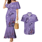 Lupus Cannot Stop Me Australia Floral Couples Matching Mermaid Dress and Hawaiian Shirt Purple Ribbon