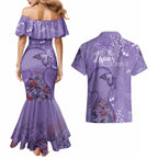 Lupus Cannot Stop Me Australia Floral Couples Matching Mermaid Dress and Hawaiian Shirt Purple Ribbon