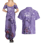 Lupus Cannot Stop Me Australia Floral Couples Matching Summer Maxi Dress and Hawaiian Shirt Purple Ribbon