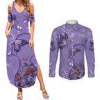 Lupus Cannot Stop Me Australia Floral Couples Matching Summer Maxi Dress and Long Sleeve Button Shirt Purple Ribbon