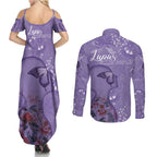 Lupus Cannot Stop Me Australia Floral Couples Matching Summer Maxi Dress and Long Sleeve Button Shirt Purple Ribbon