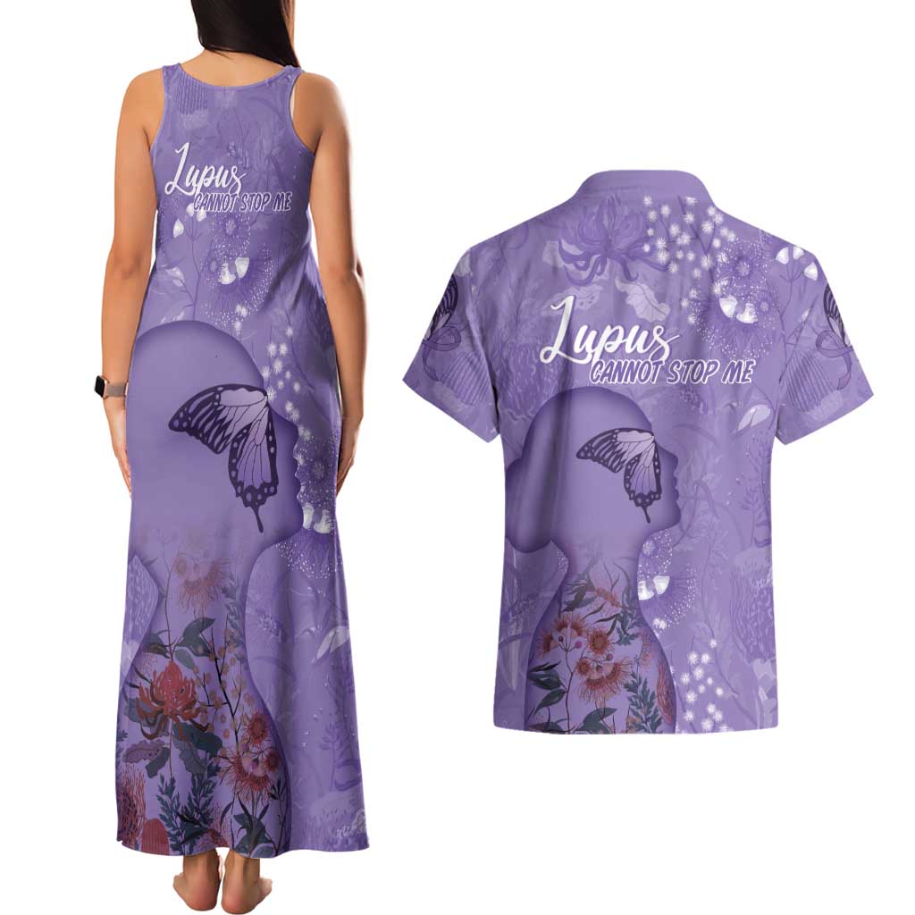 Lupus Cannot Stop Me Australia Floral Couples Matching Tank Maxi Dress and Hawaiian Shirt Purple Ribbon