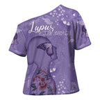 Lupus Cannot Stop Me Australia Floral Cross Shoulder Shirt Purple Ribbon