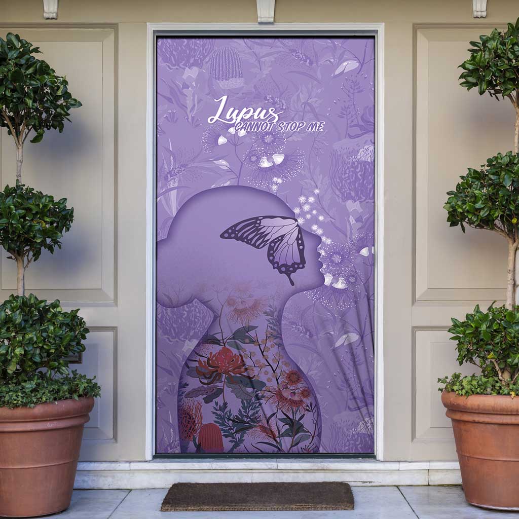 Lupus Cannot Stop Me Australia Floral Door Cover Purple Ribbon