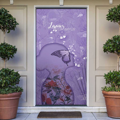 Lupus Cannot Stop Me Australia Floral Door Cover Purple Ribbon