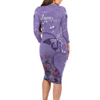 Lupus Cannot Stop Me Australia Floral Family Matching Long Sleeve Bodycon Dress and Hawaiian Shirt Purple Ribbon